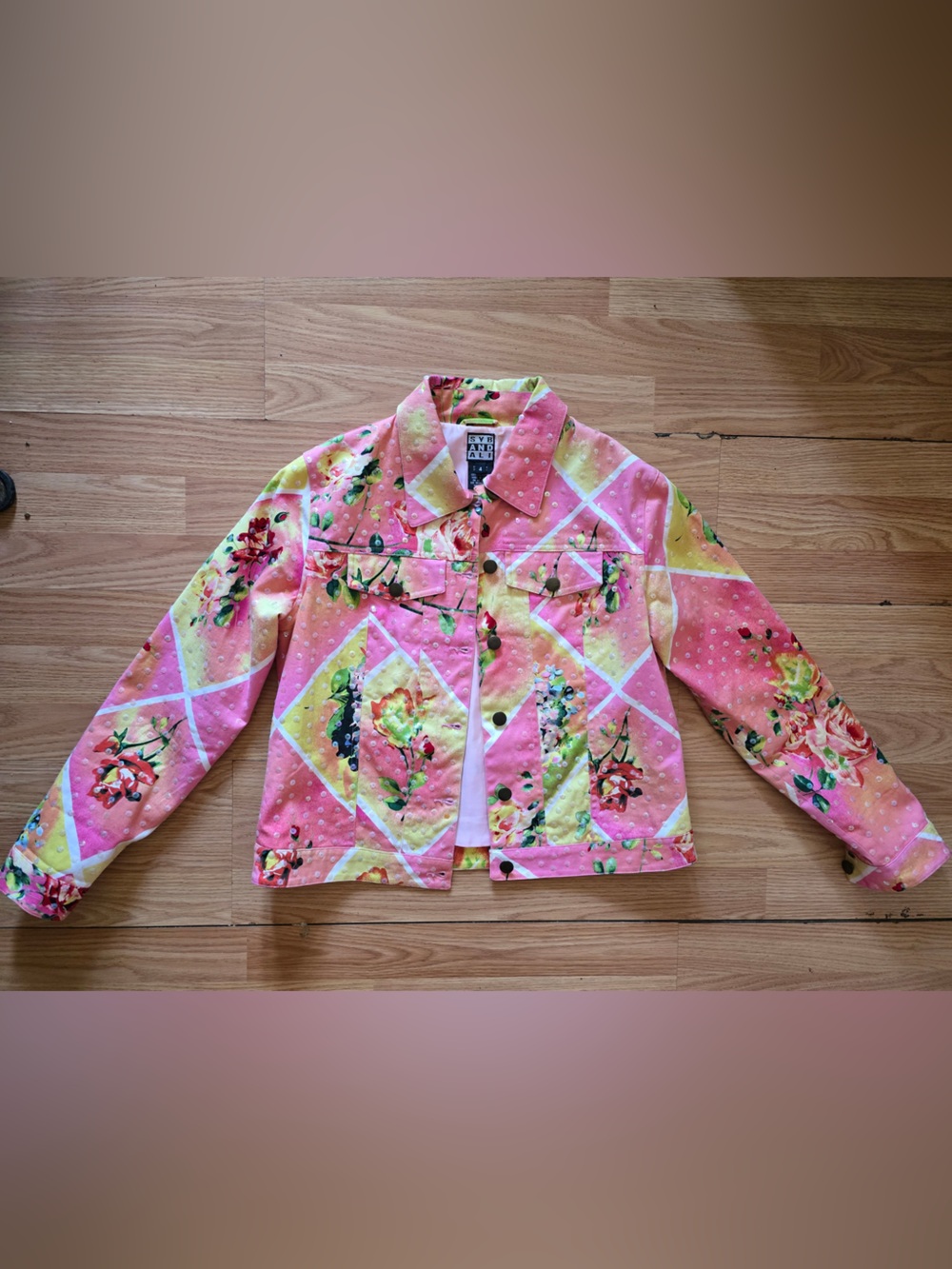 SYB And ALI Button Down Jacket long-sleeved Women’s with  Floral Print, Size 4